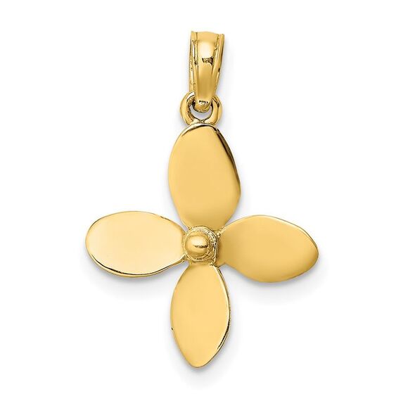 10K Yellow Gold 3-D w/ 4 Blades Propeller Charm